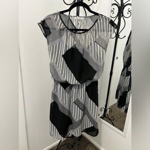 Speechless Black and White Sleeveless Midi Sundress